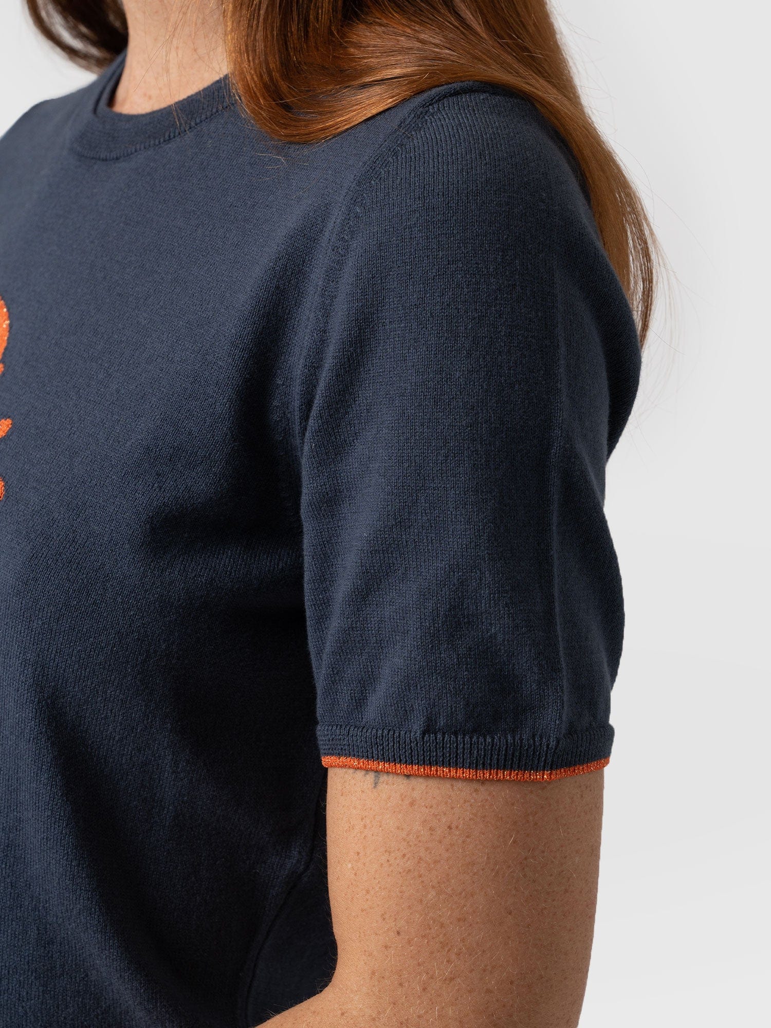 Rock Intarsia Jumper Short Sleeve - Navy